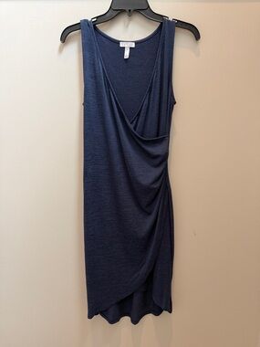 Leith Sleeveless Navy Wrap-Front Midi Dress Sz Small